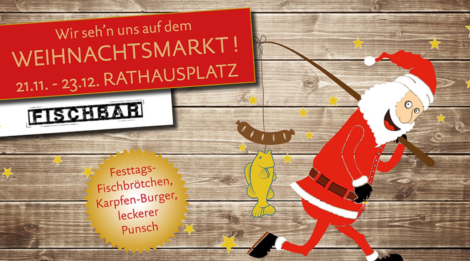Fischbar geht im Weihnachtsdorf vor Anker